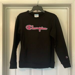 Champion - black youth sweatshirt with pink & turquoise imprint - size Youth L